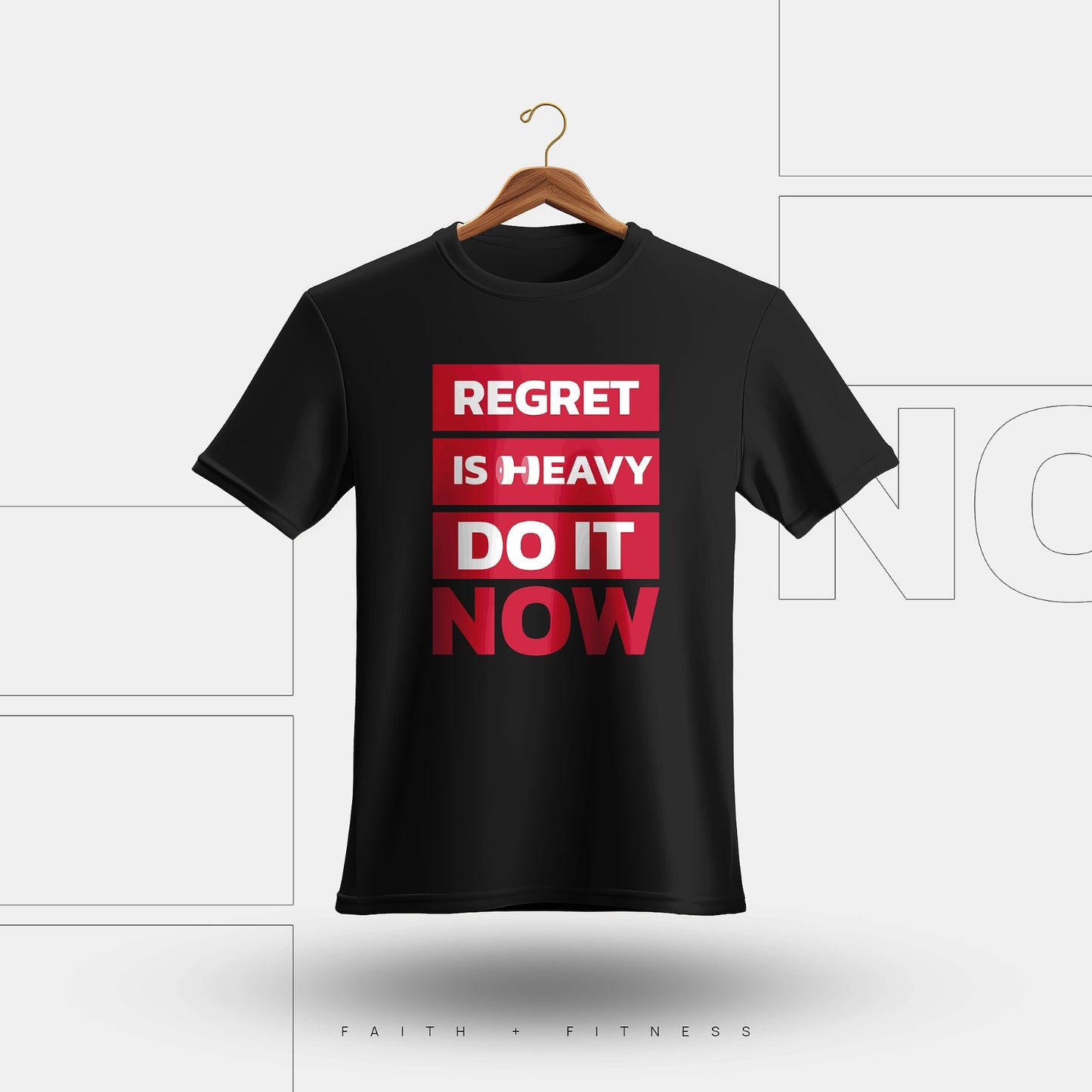 Black Red Regret is Heavy do it Now Round Tee